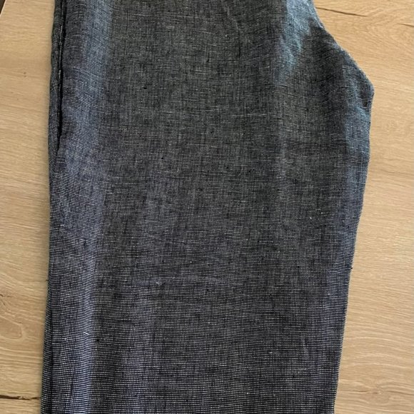 Eileen Fisher Pants - Eileen Fisher - wide leg pants - crop -70 Linen 30 Tencel  black+White XL